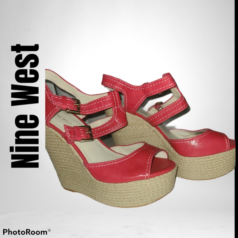 Sz 10 Nine West Pink Wedge Sandal